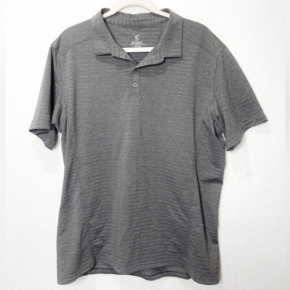 Kuhl AIRKÜHL Polo Shirt Large Gray Performance Stretch Button Casual 22S 7344